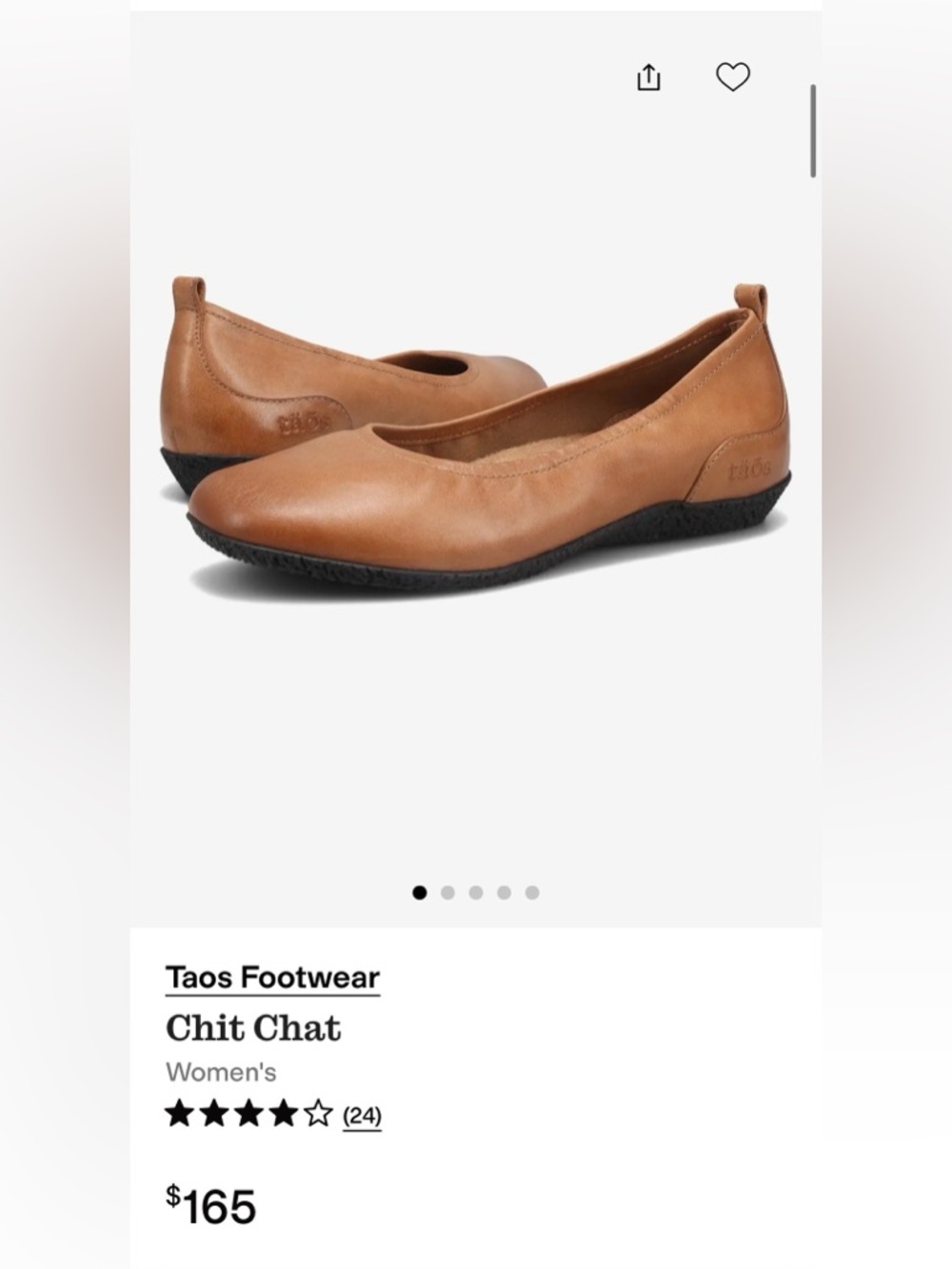Taos Footwear Chit Chat Women's Cognac Leather Ballet Flat